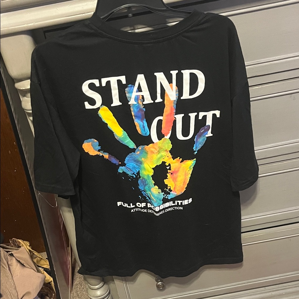 SHEIN Black Tee with Vibrant Design - Picture 3 of 3